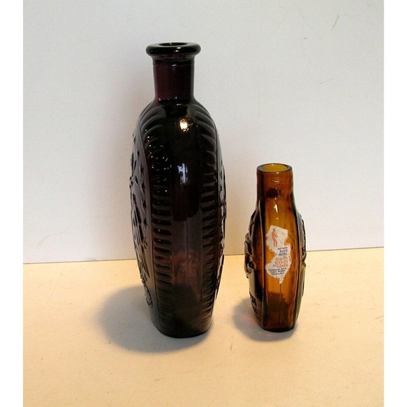 American Eagle Glass Bottles Set of Two Plum and Amber - Picture 4 of 12